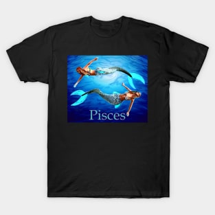 Pisces mermaids swimming in the sea T-Shirt